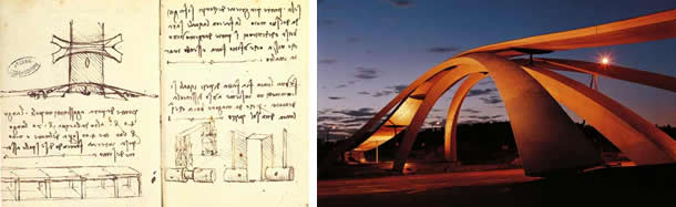 image of Leonardo's sketch and a bridge in Norway