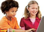 Two children at a computer