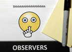 Sign for observers to stay quiet with cartoon face