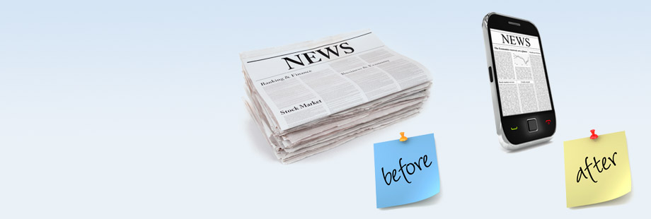 News: Before (print) and After (mobile)