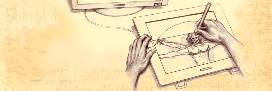 Sketch of DaVinci drawing, on a tablet