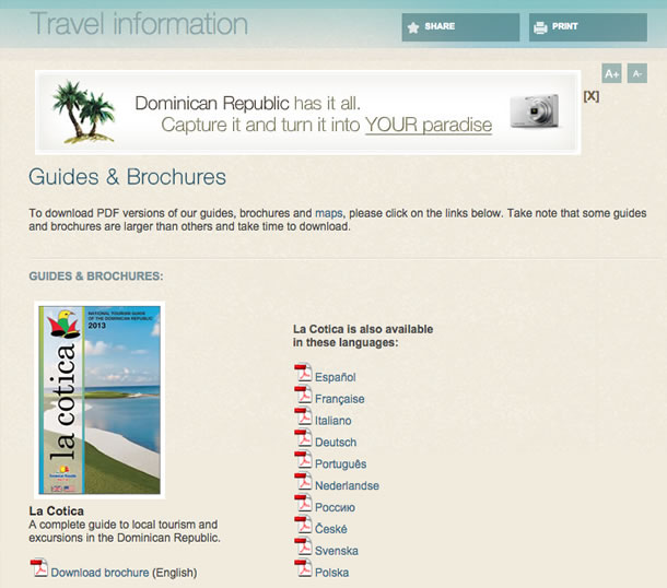 Screenshot of a web page with links to translated PDF documents.