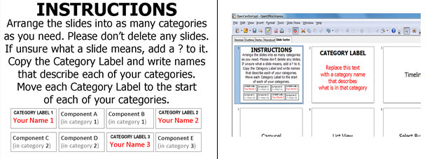 Screenshot of the instructions and the slide sorter.