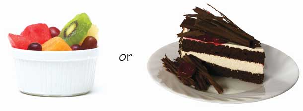 A choice of fruit salad or cake