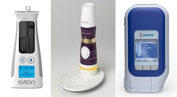 Photos of three different smart autoinjectors