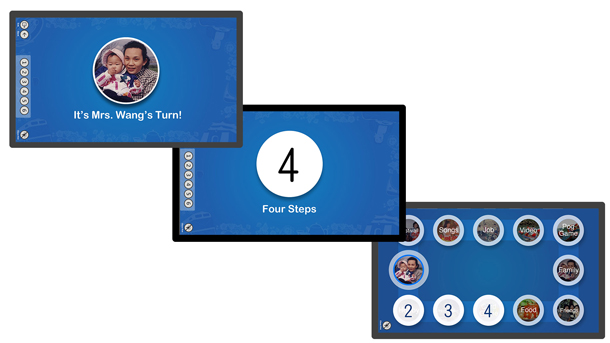 Three images showing the three steps in the game.