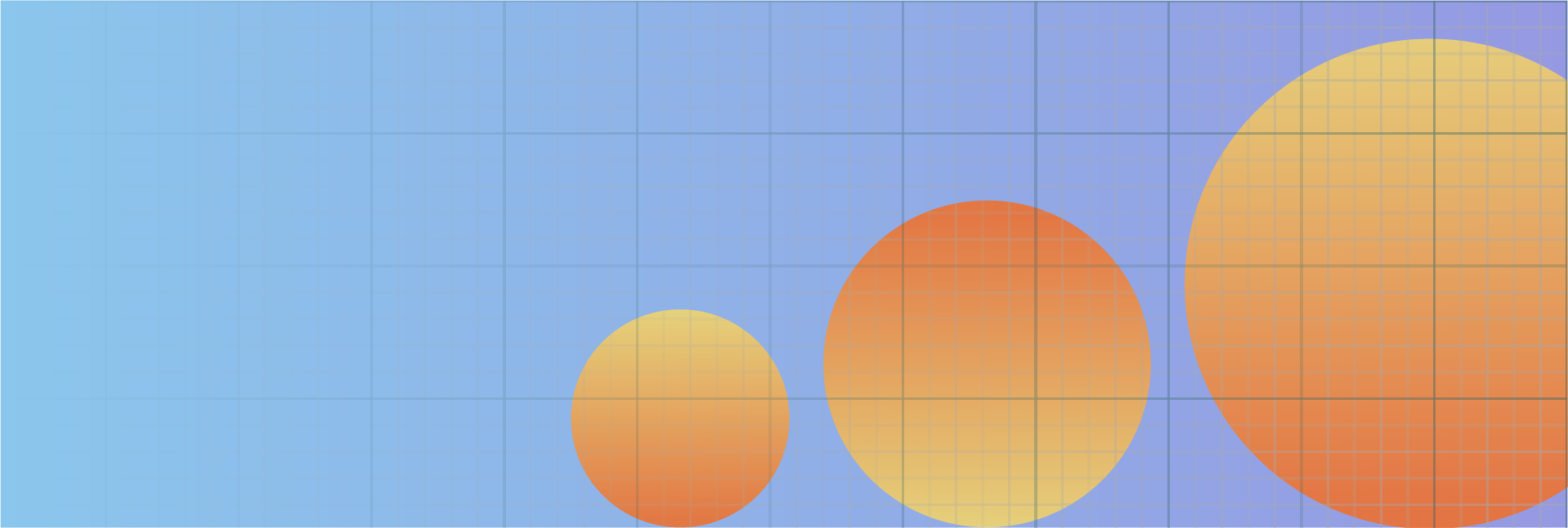 Cover image with 3 orange ever increasing circles sitting next to each other on a blue background