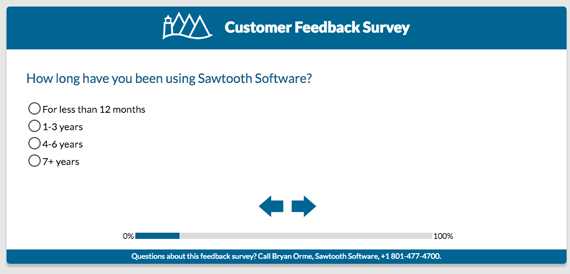 Survey asking how long you’ve been using Sawtooth Software