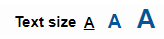 The letter T shown in three different sizes to demonstrate what a font size changer can do.