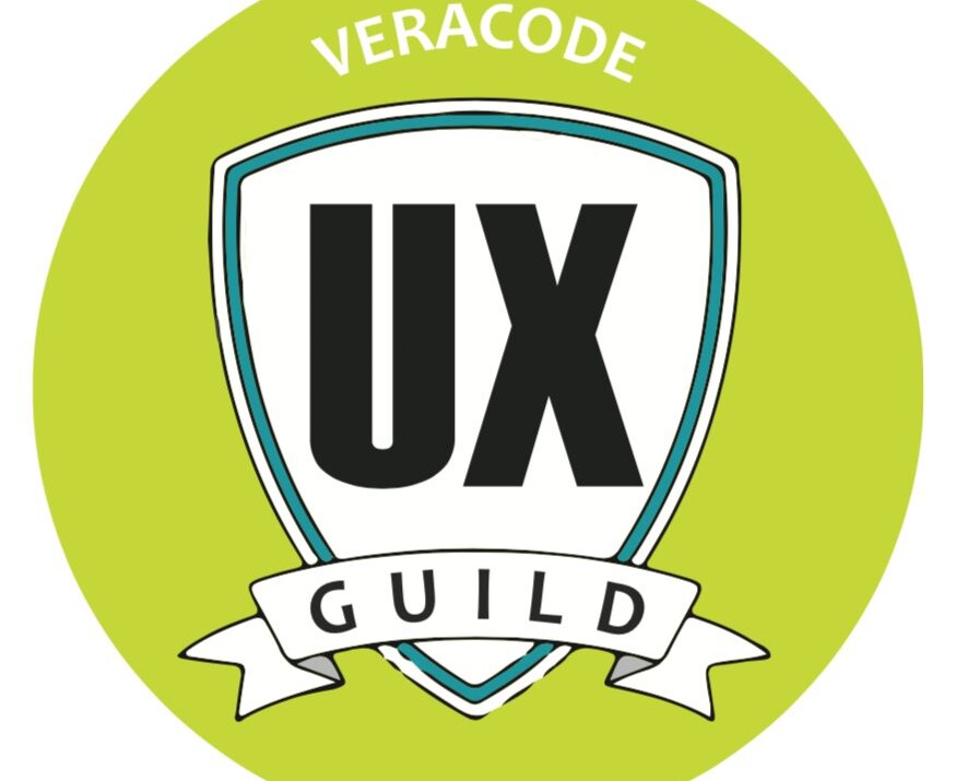 A round, badge-like image with the words: “veracode” and “UX Guild."