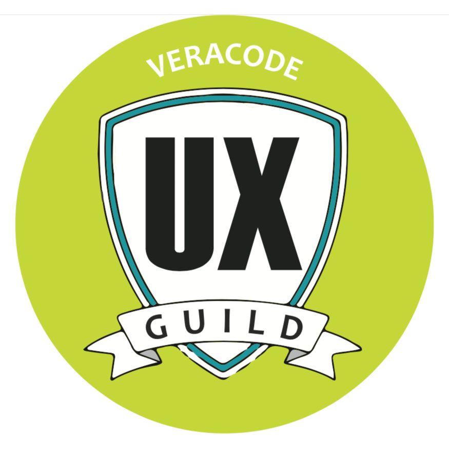 A round, badge-like image with the words: “veracode” and “UX Guild."