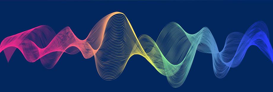 multi-colored sound wave on dark background