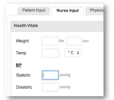 EHR user interface with fields based on workflow.