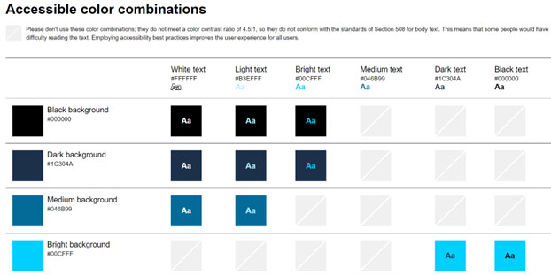 Color palette builder with accessible color combinations.