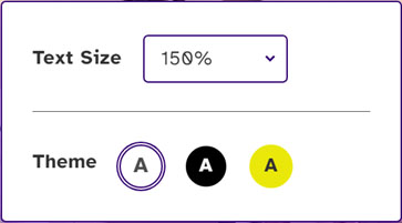 Accessibility in the Lighthouse Guild website: Change the theme or text size to improve readability.